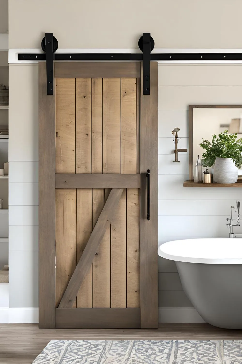 Sliding Barn Door for Farmhouse Bathroom