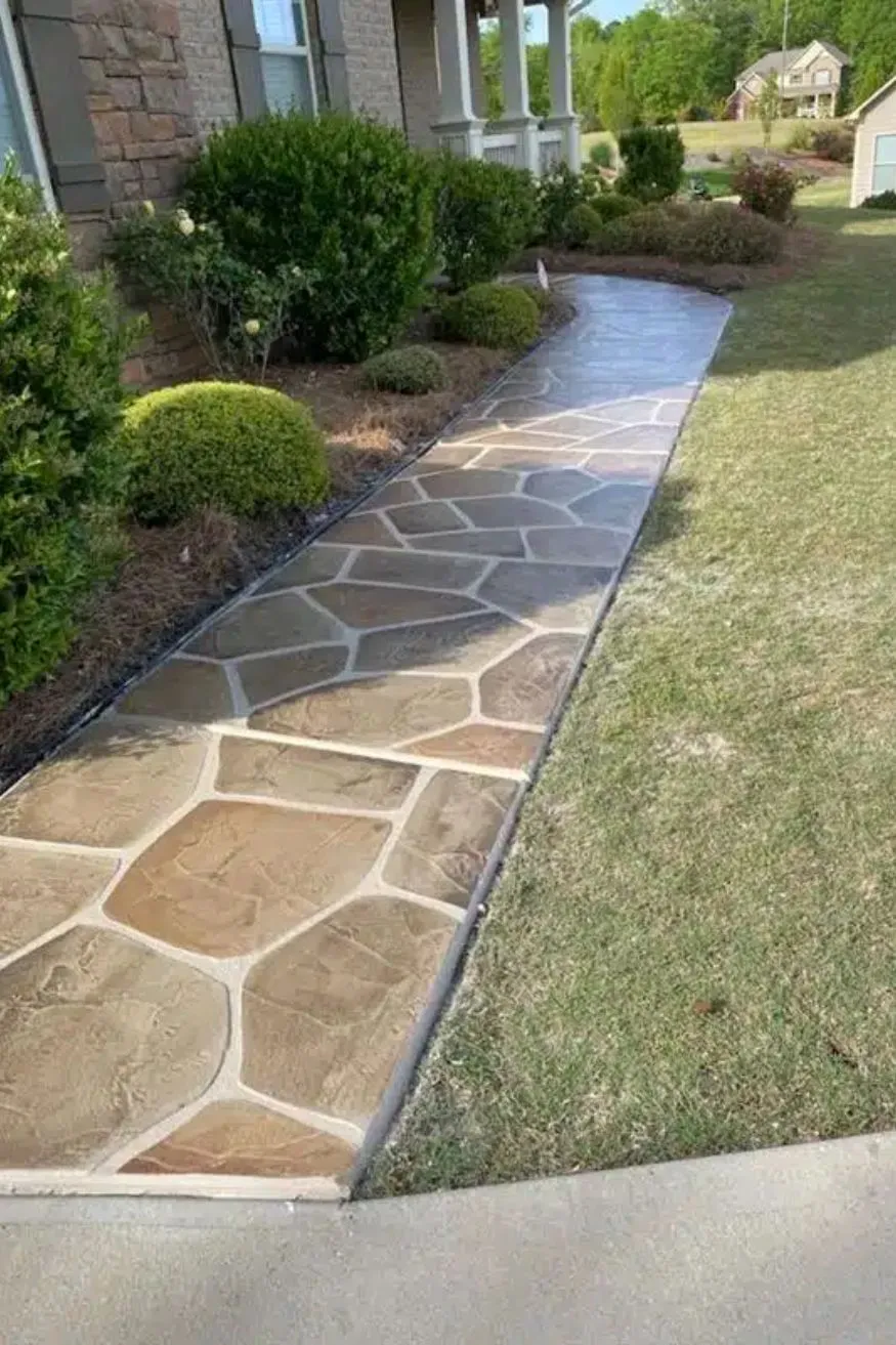 Stamped Concrete Path For Cheap Walkway