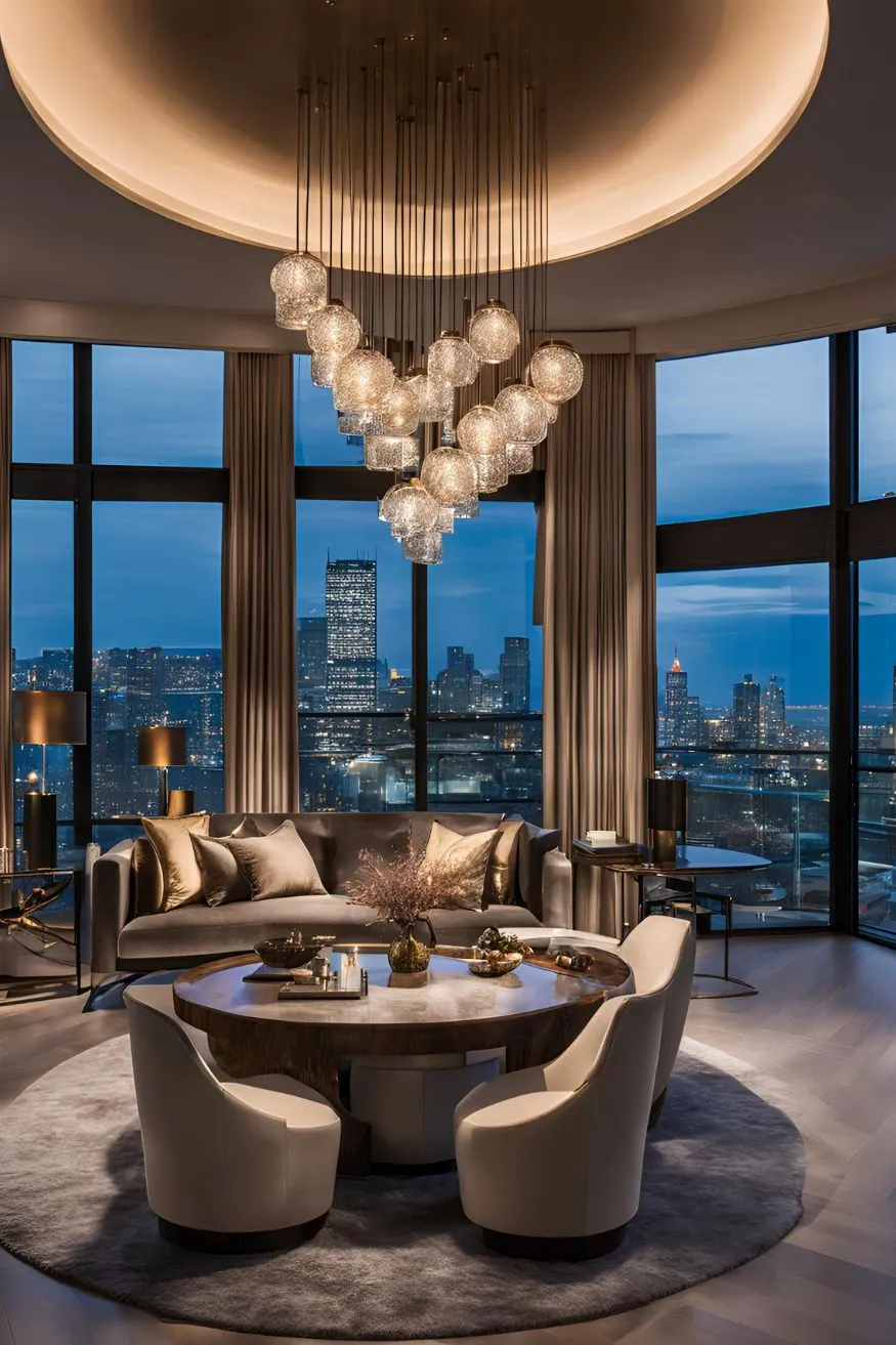 Statement Lighting for Luxurious Penthouse Apartment Aesthetic