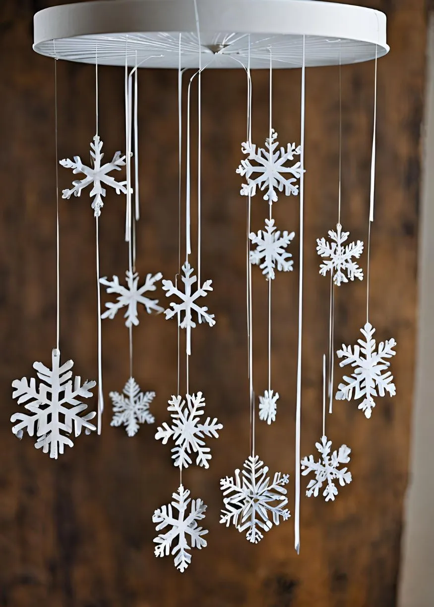 Suspended Snowflake Mobile
