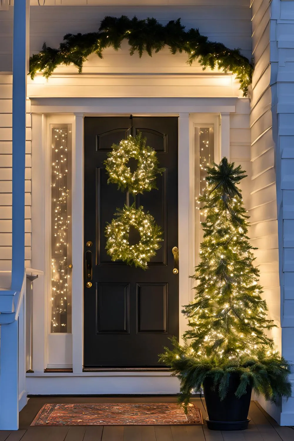 Twinkle Light Magic For Winter Planters Front Porch