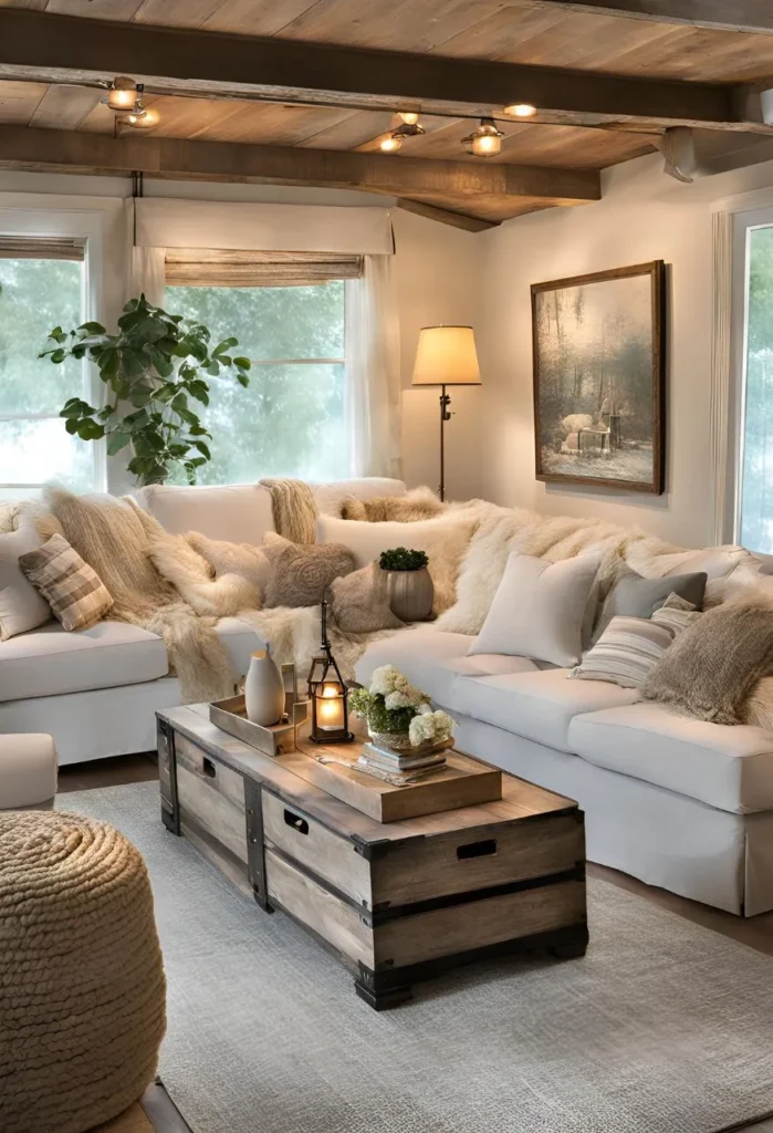 Use Layered Lighting for Warmth Cozy Cottage Living Room