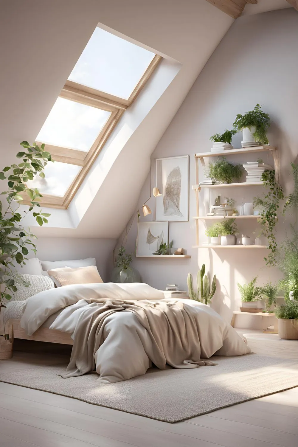 Use Light, Airy Colors for Small Attic Bedroom