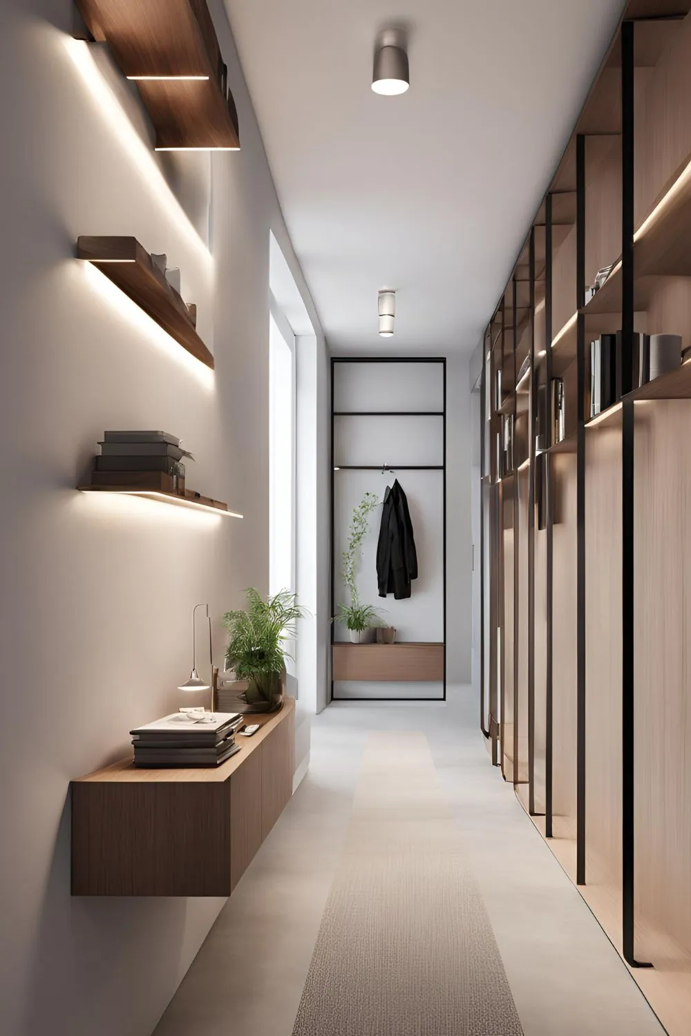 Use Vertical Storage for Narrow Hallway