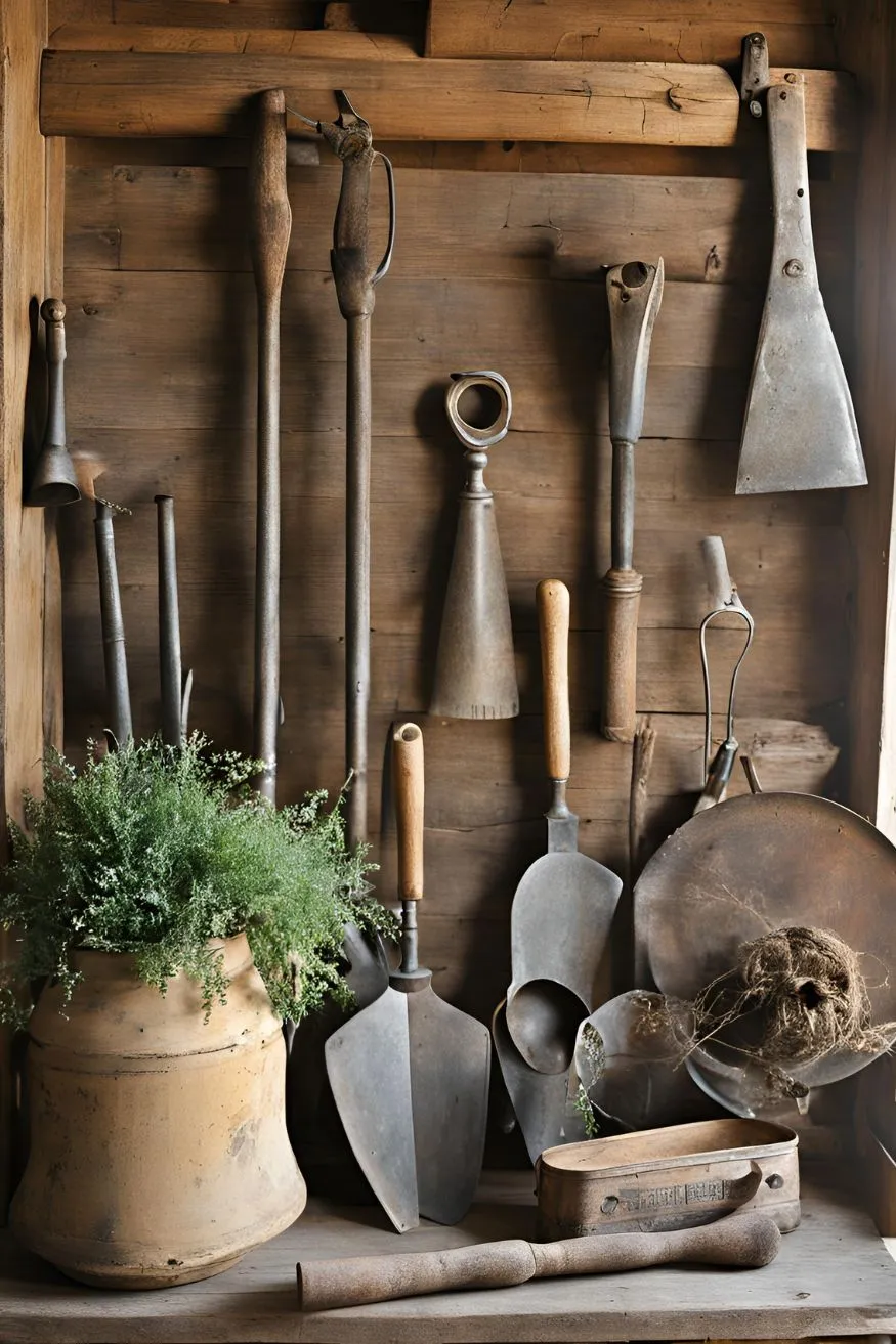 Vintage Farm Tools as Decor