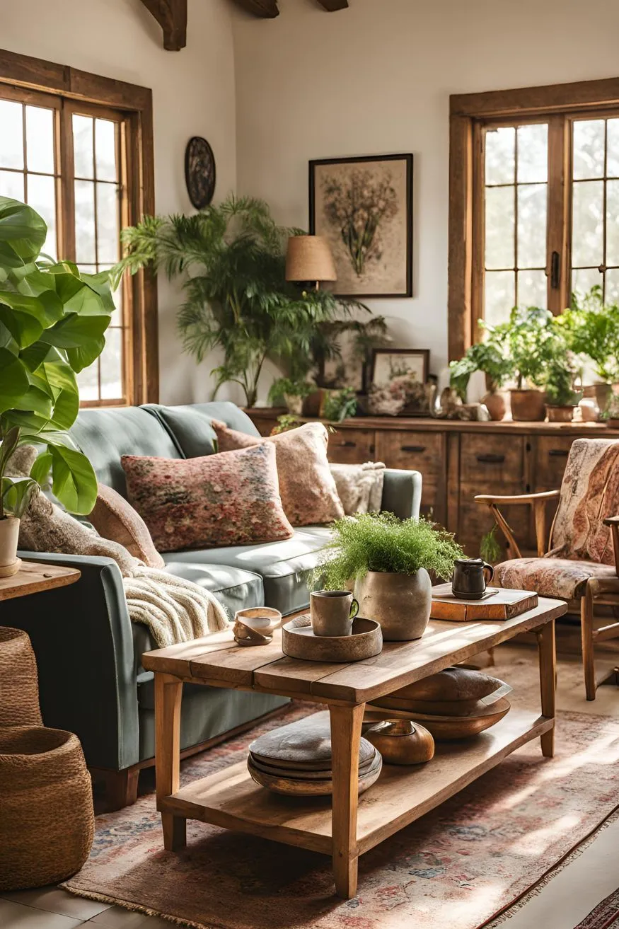 Vintage Furniture Pieces In Boho Farmhouse