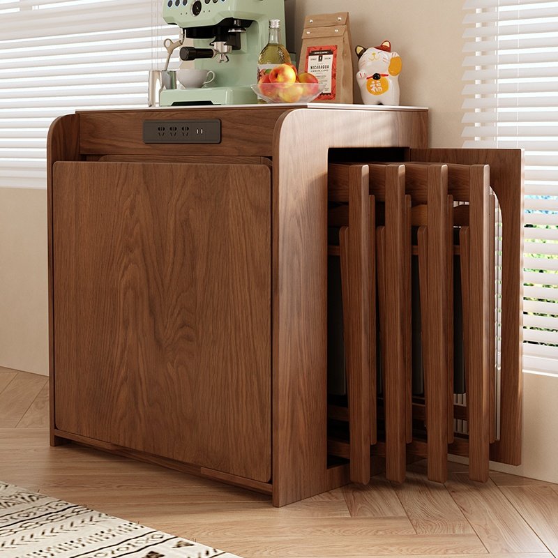 Wall-Mounted Drop Leaf in Small Dining Room Decor Brown Wood Folded