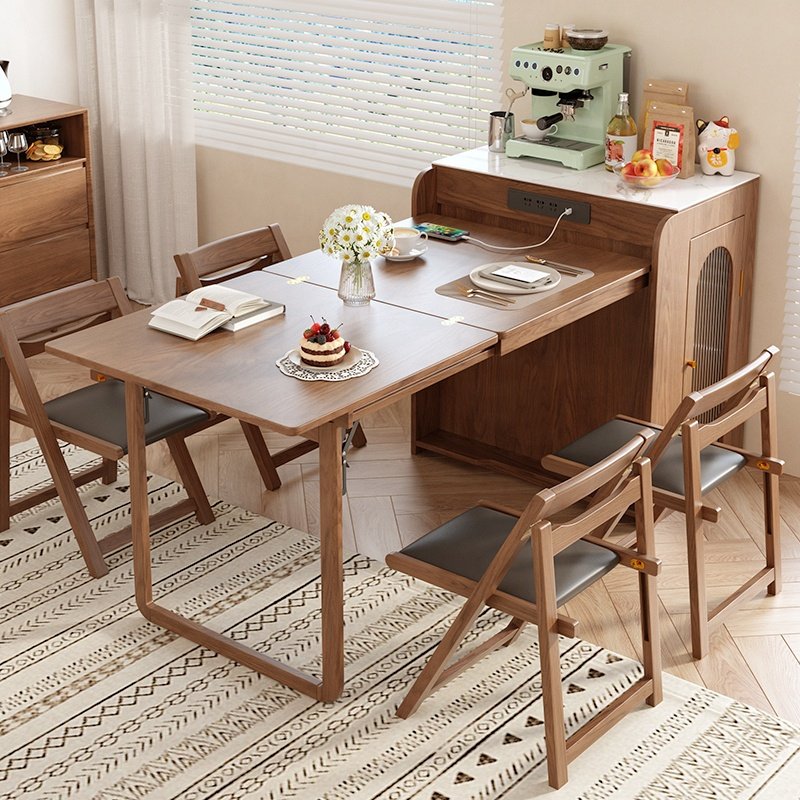 Wall-Mounted Drop Leaf in Small Dining Room Decor Brown Wood