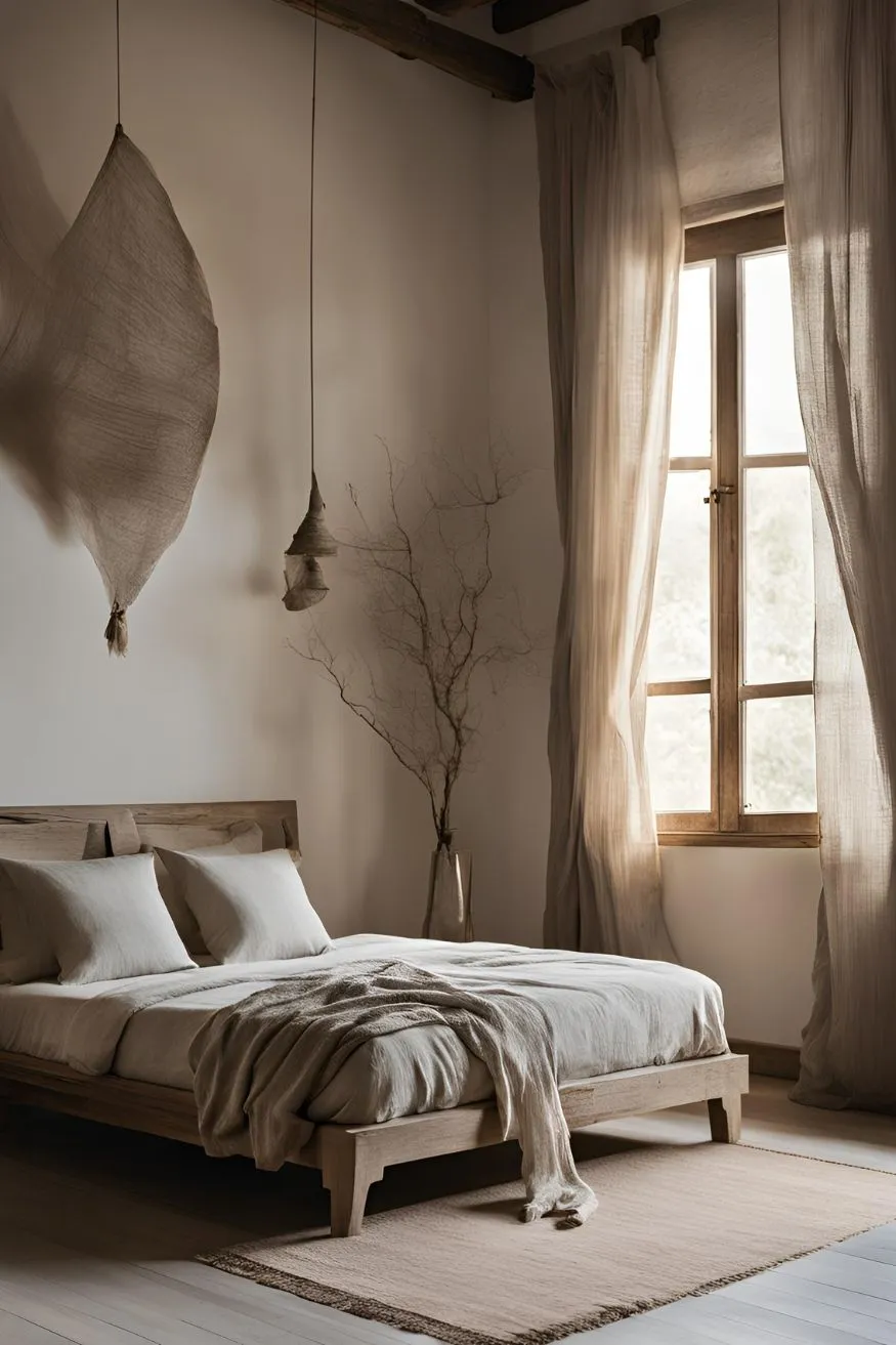 Weathered Wood Furniture in Wabi Sabi Bedroom Design