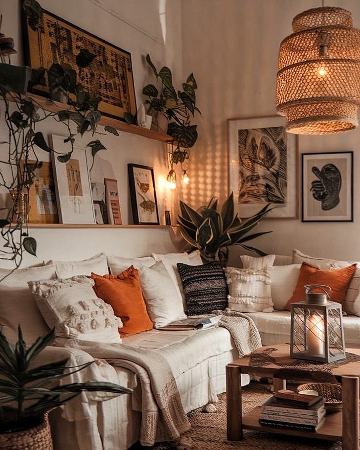boho farmhouse Neutral Colors with Pops of Warmth