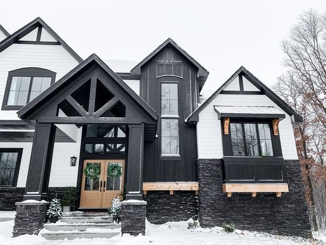 Black with White Accents for Modern Farmhouse Exterior Colors