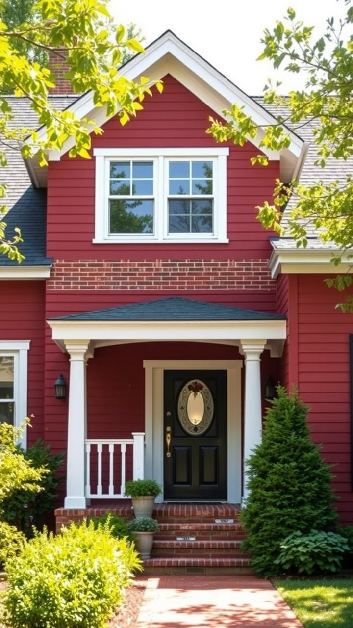 Brick Red for Modern Farmhouse Exterior Colors