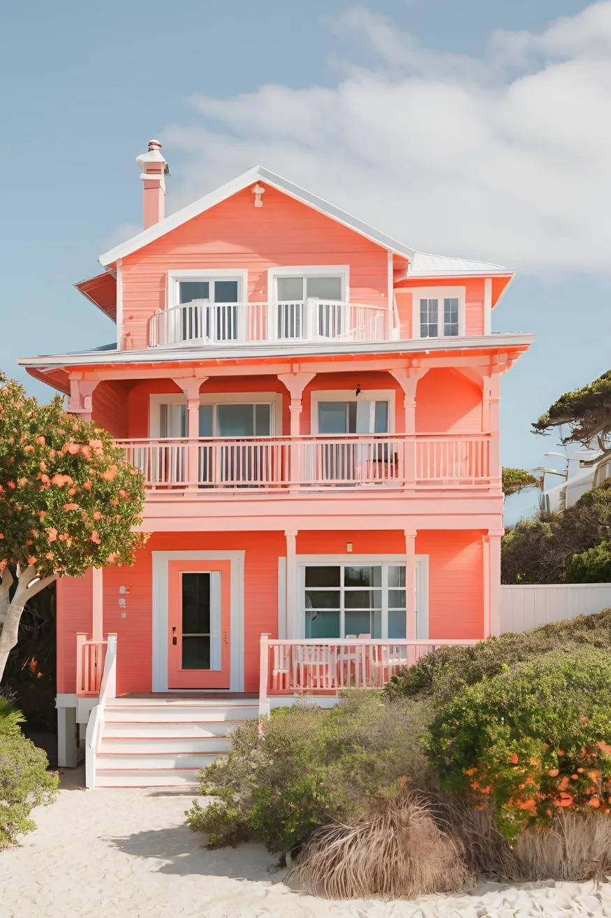 Bright Coral Coastal Cottage