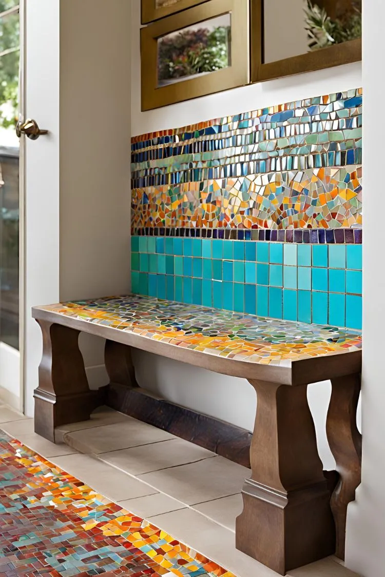 Colorful Mosaic Tile Bench