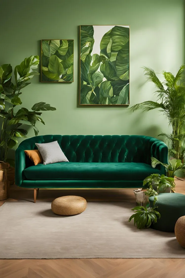 Emerald Green Velvet Sofa