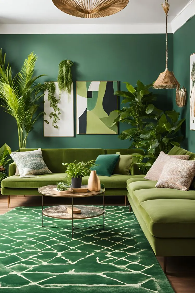 Green Geometric Rug