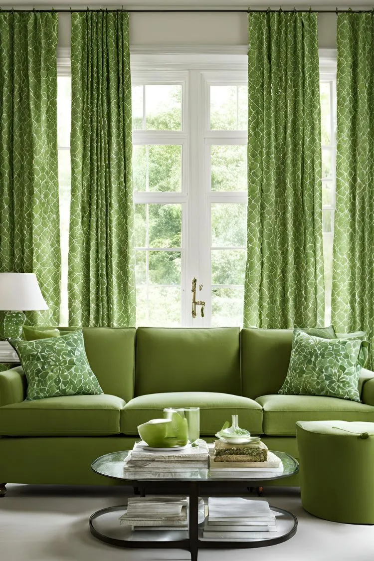 Green Patterned Curtains