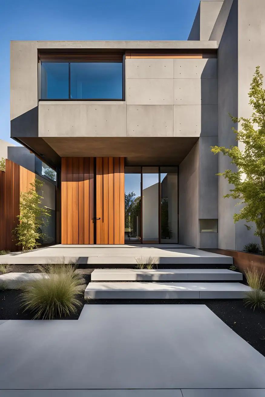 Mixed Material Exterior with Wood and Concrete