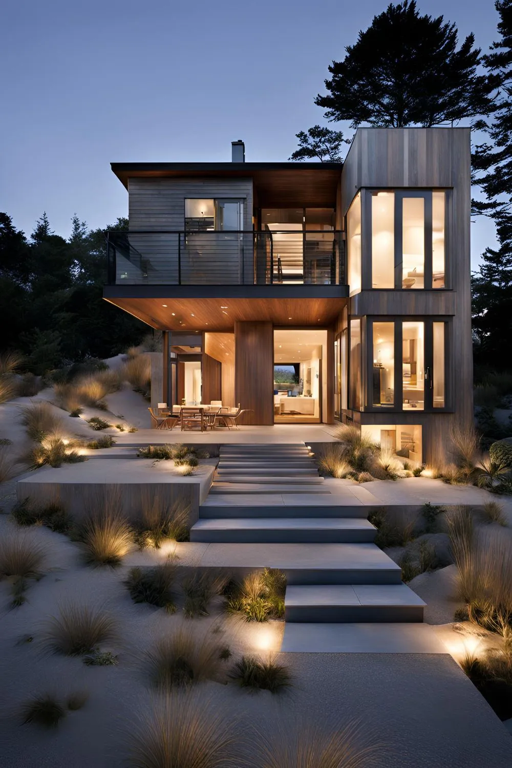Natural Landscaping for Modern Beach House Exterior