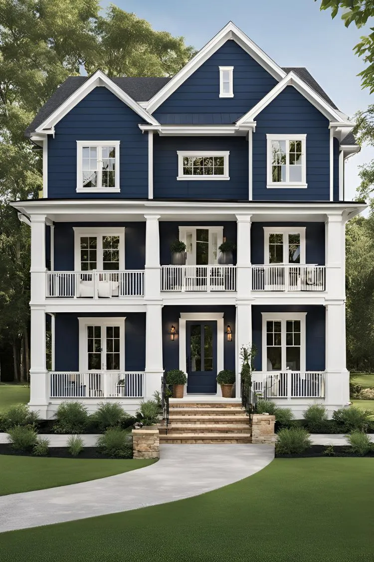 Navy Blue Exterior with White Trim