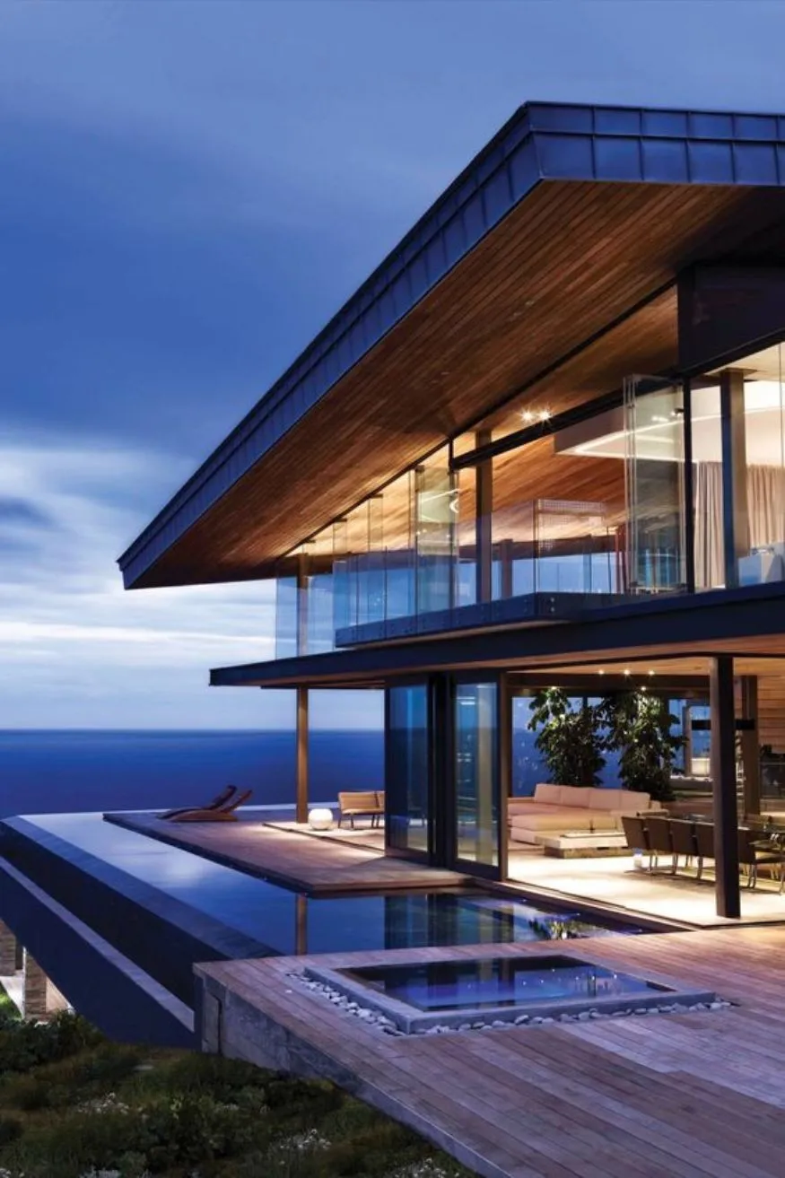 Sleek Glass and Steel Oceanfront Home