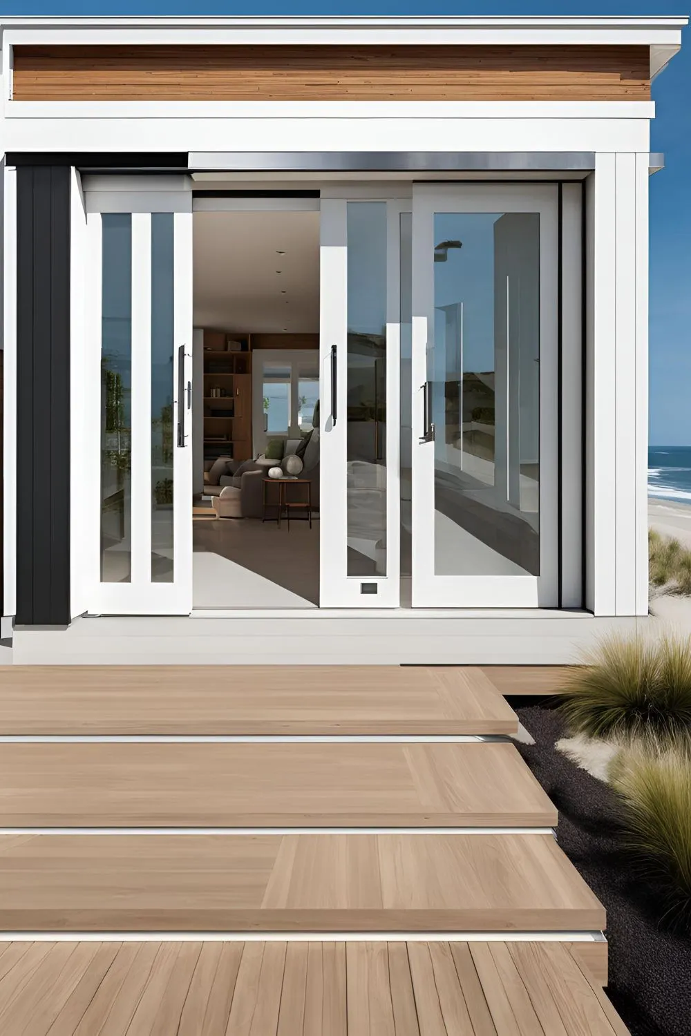 Sliding Barn Doors for Modern Beach House Exterior
