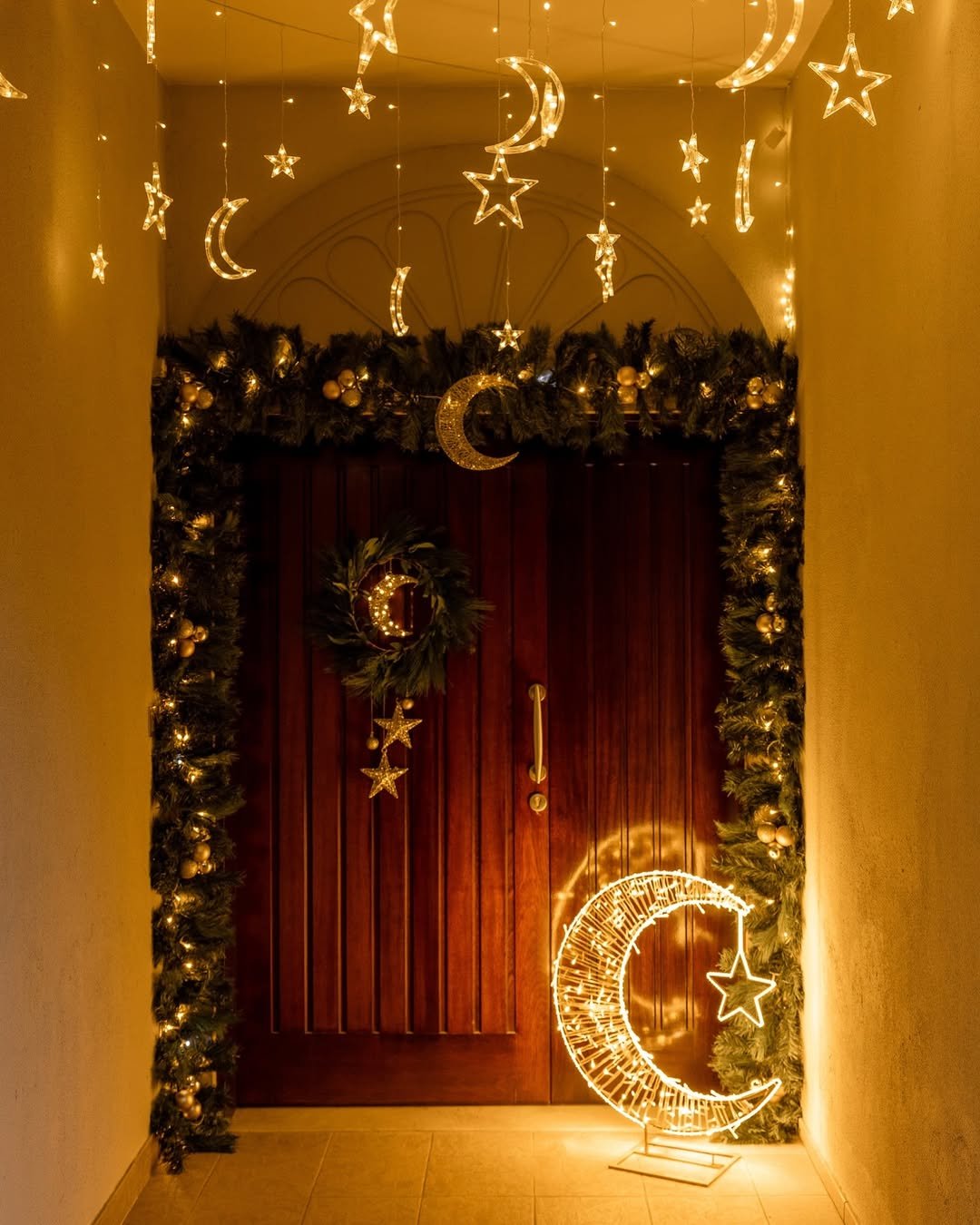 String Lights Door Home Entrance