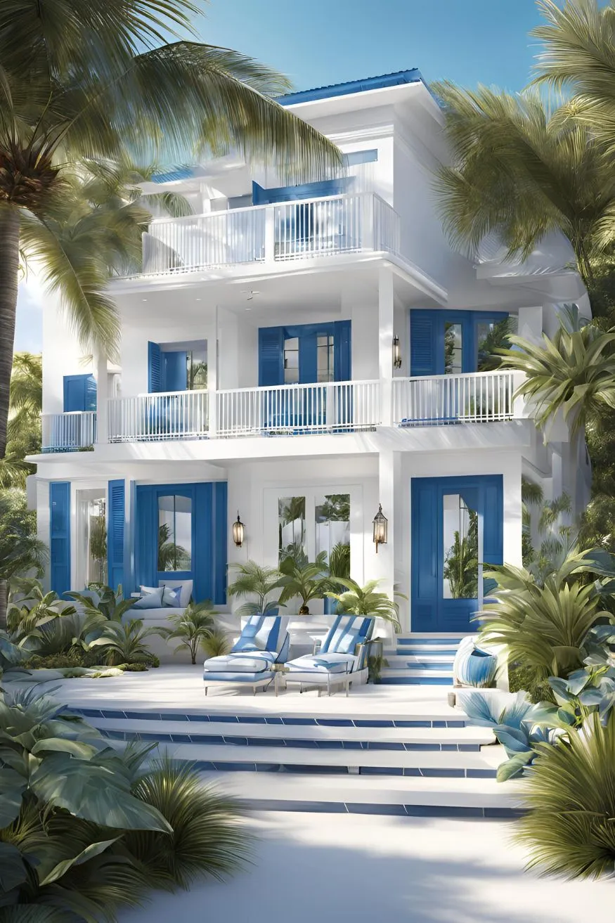 Tropical Blue and White Paradise