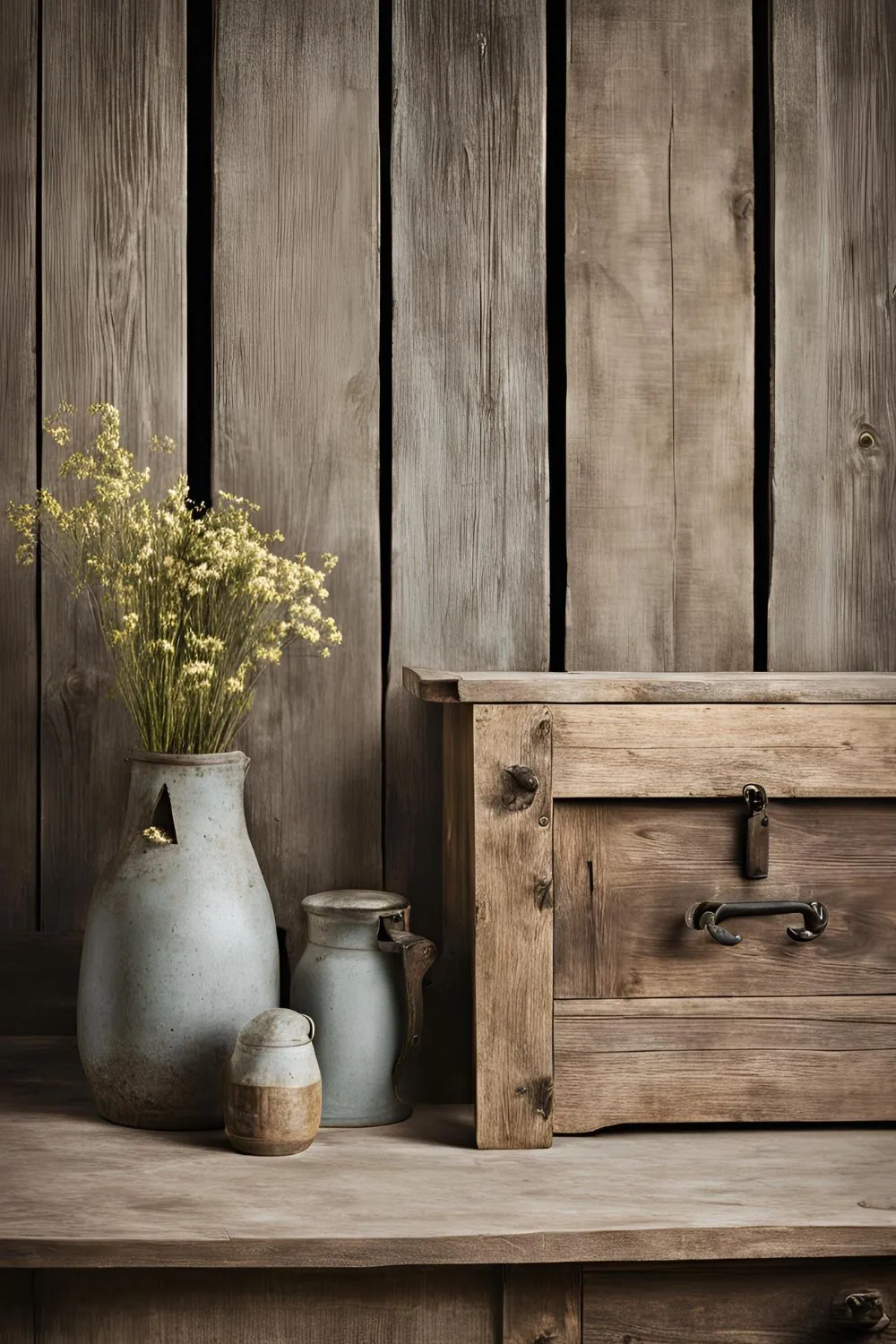 Weathered Wooden Furniture for Vintage Farmhouse