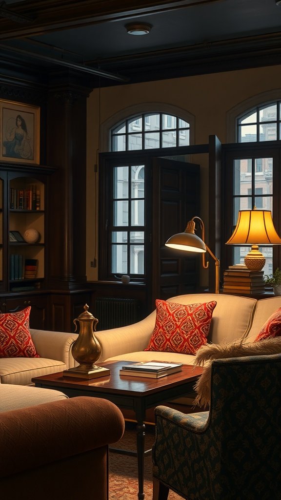 4 brass library lamps