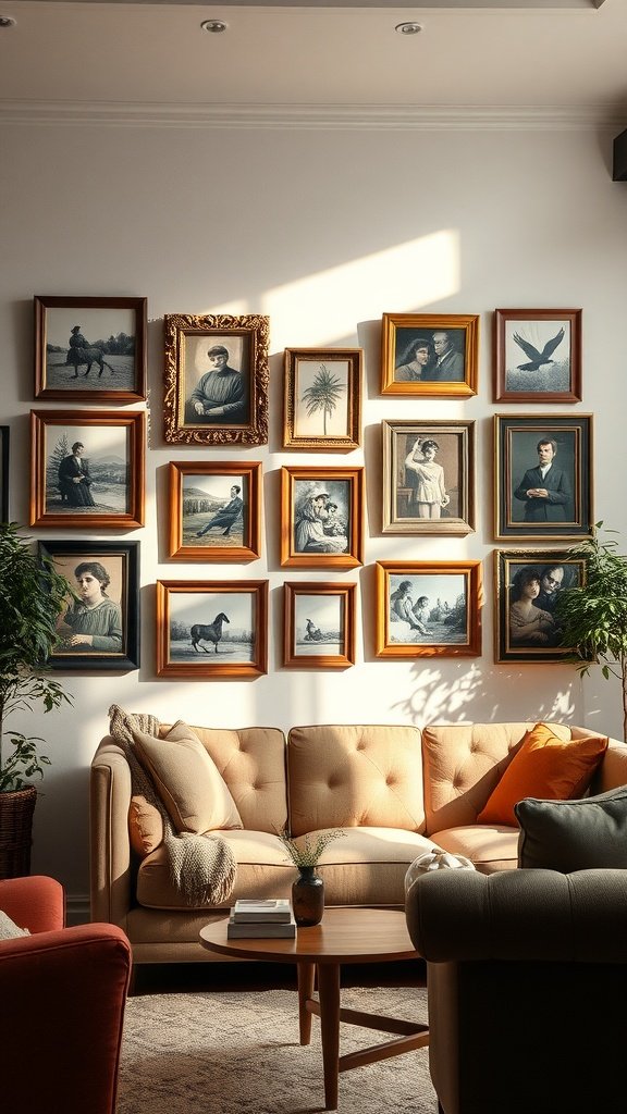 5 gallery wall of vintage prints