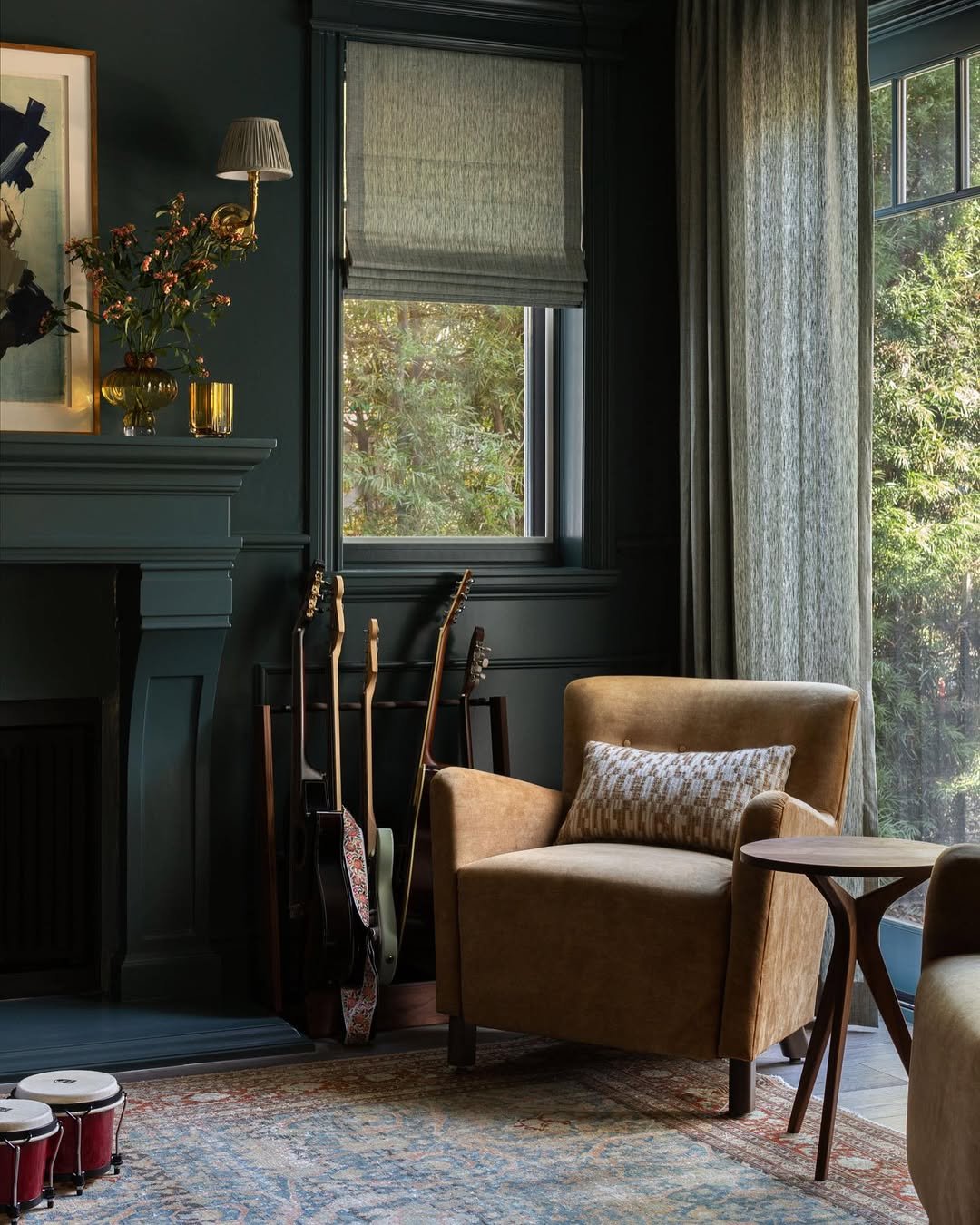 Dark Botanical Elements Dark Feminine Living Room