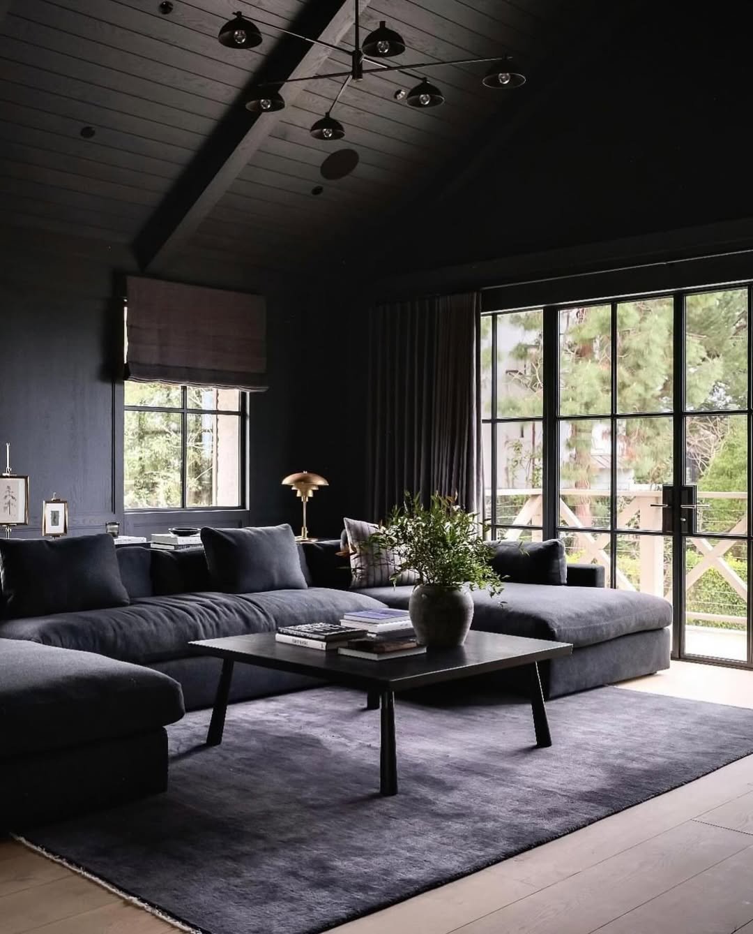 Dark Wood Elements Dark Feminine Living Room