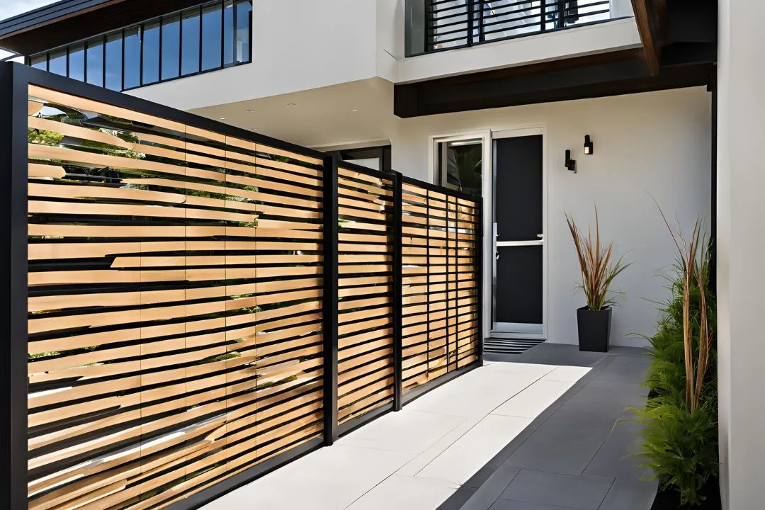 Horizontal Slat Modern Fence