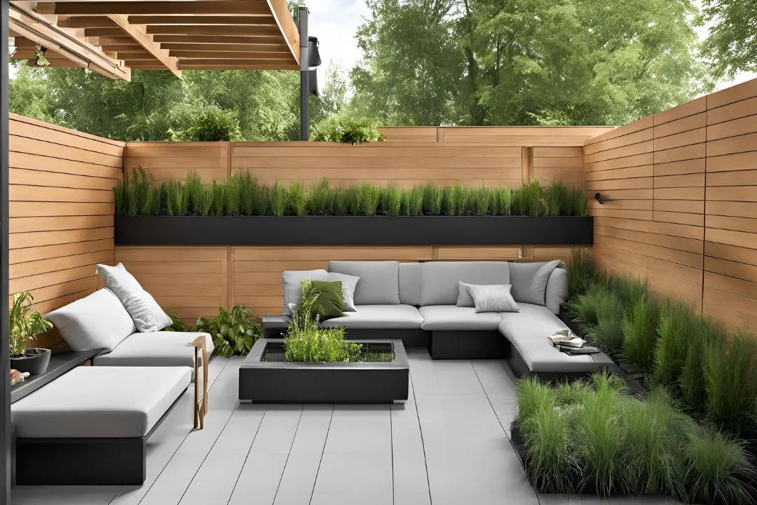 Privacy Screen with Built-in Planters