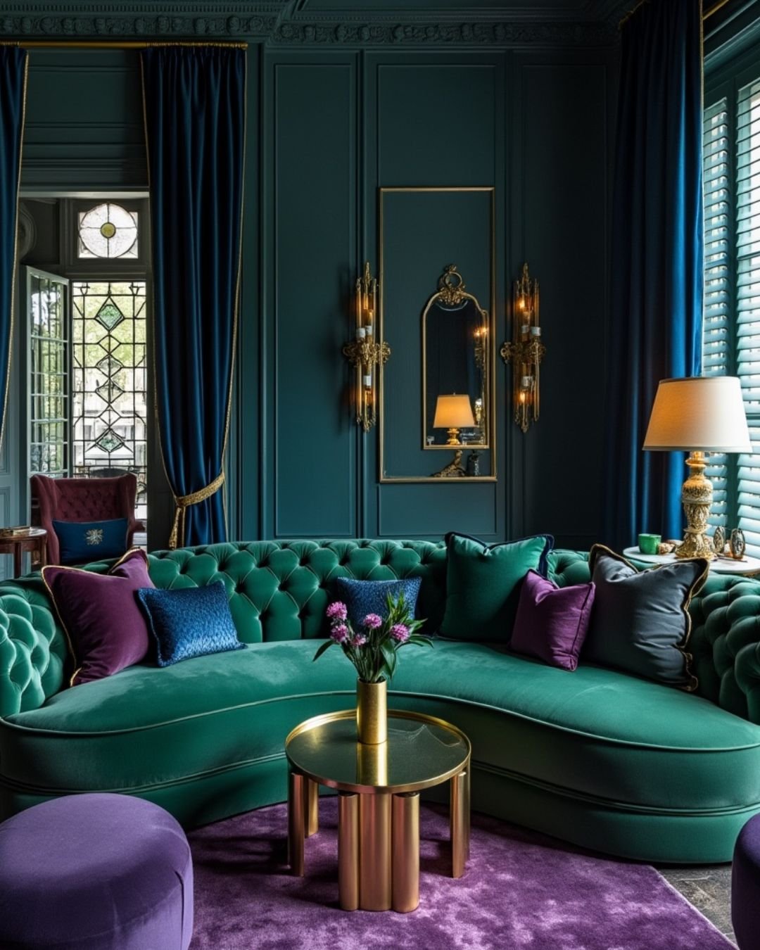 Rich Jewel Tones Dark Feminine Living Room