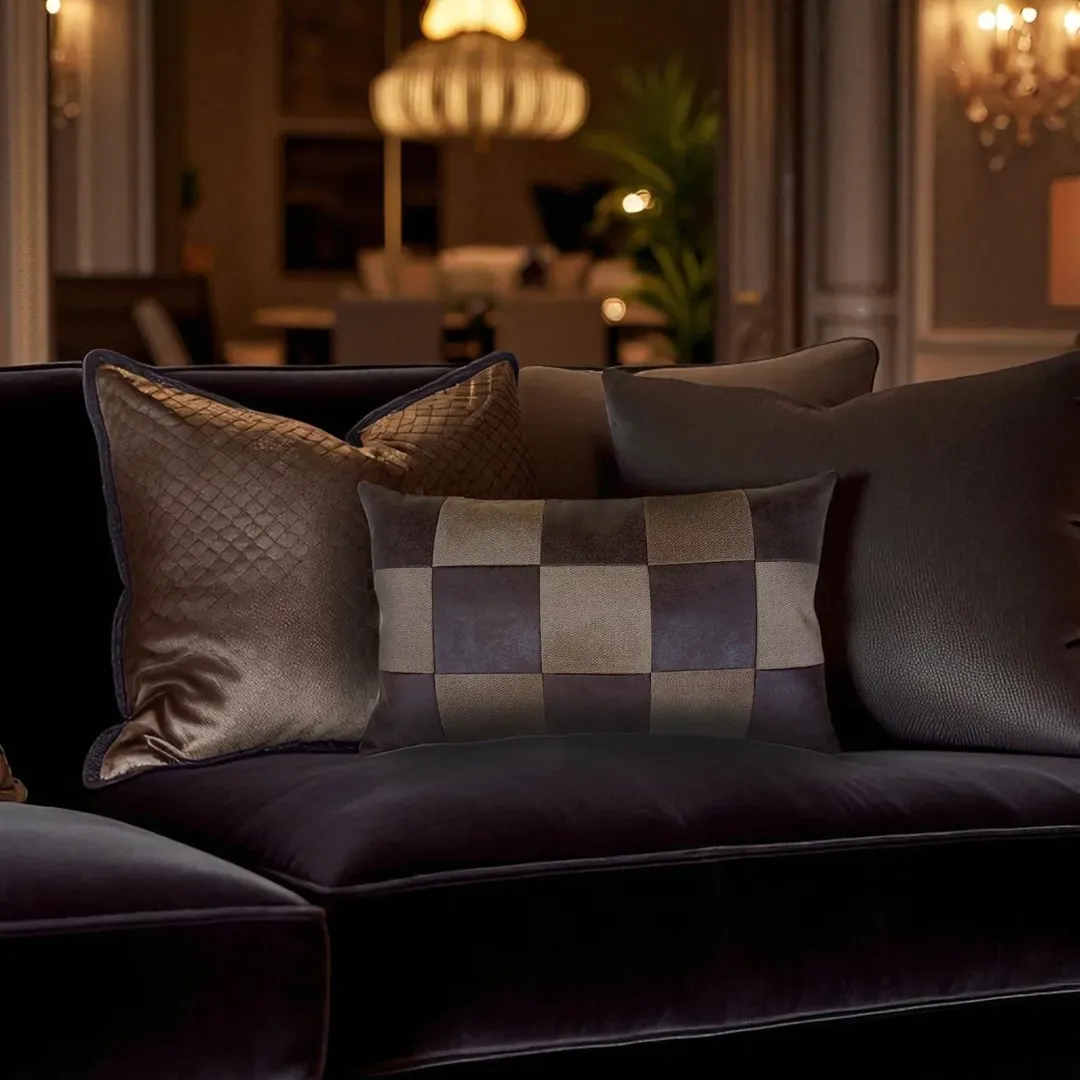 Textured Throw Pillows Dark Room