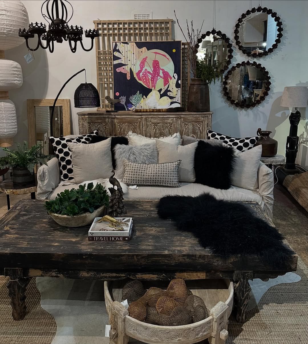 Vintage-Inspired Accents Dark Feminine Living Room