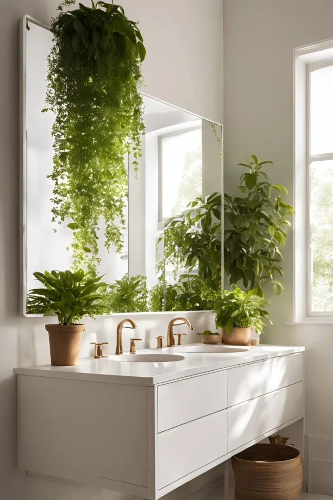 White Bathroom Plants and Greenery