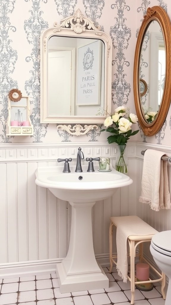 Pedestal Sink in parisian bathroom design