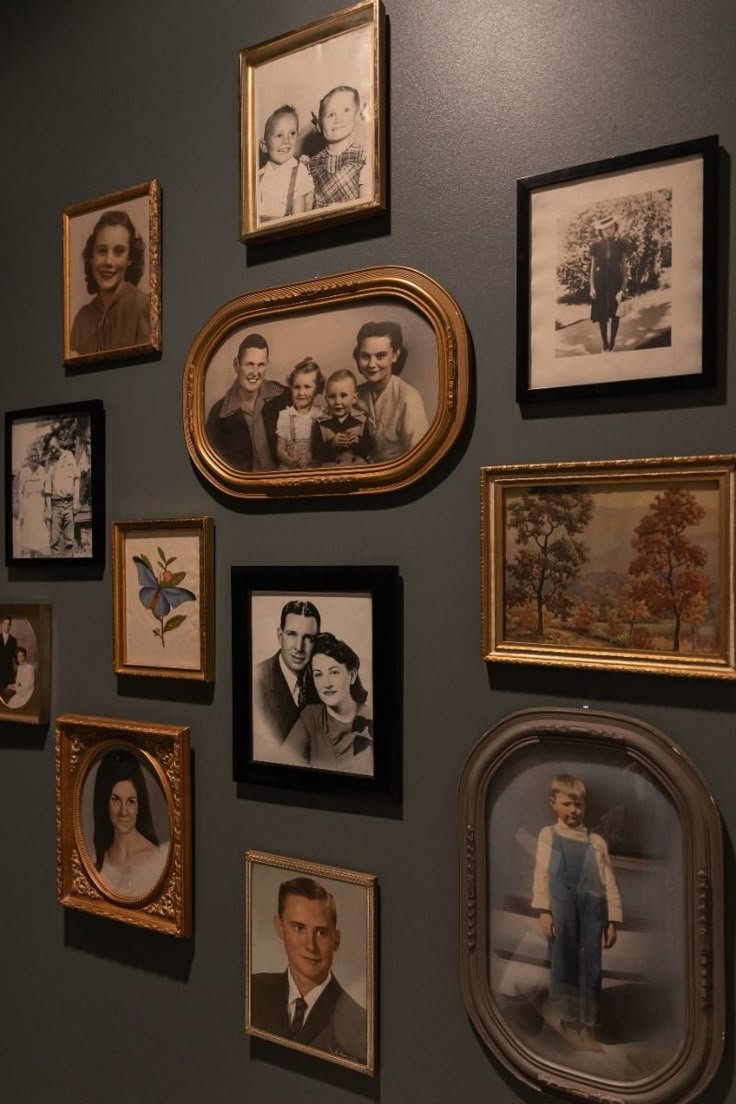 Family Photos in Vintage Frames with Eclectic Frame Mix