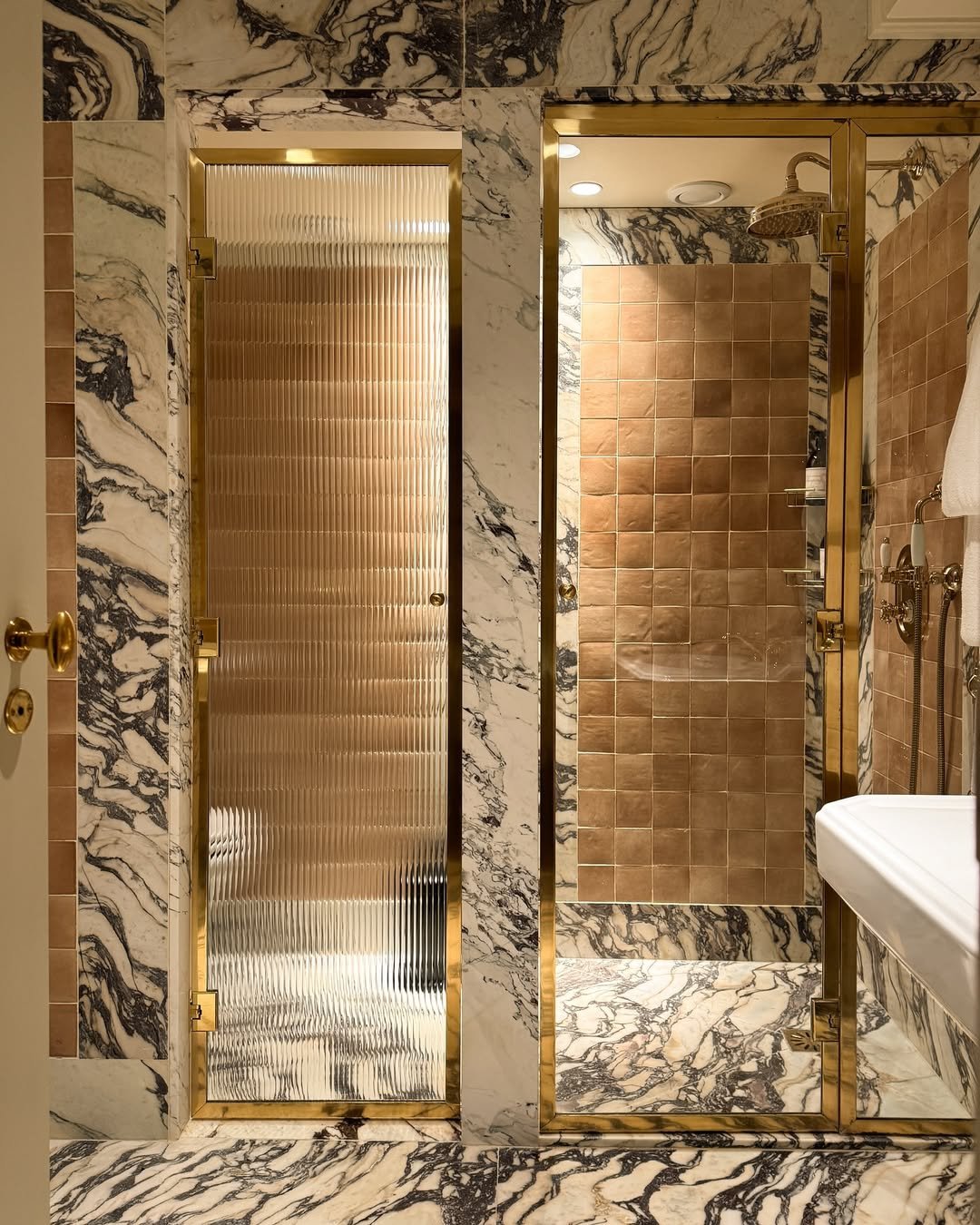 Metallic Accents Parisian Bathroom