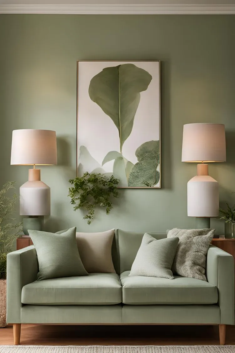 Layer with Sage Green Throw Pillows