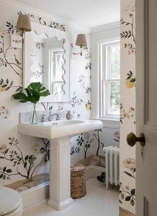 Pedestal Sink in parisian bathroom