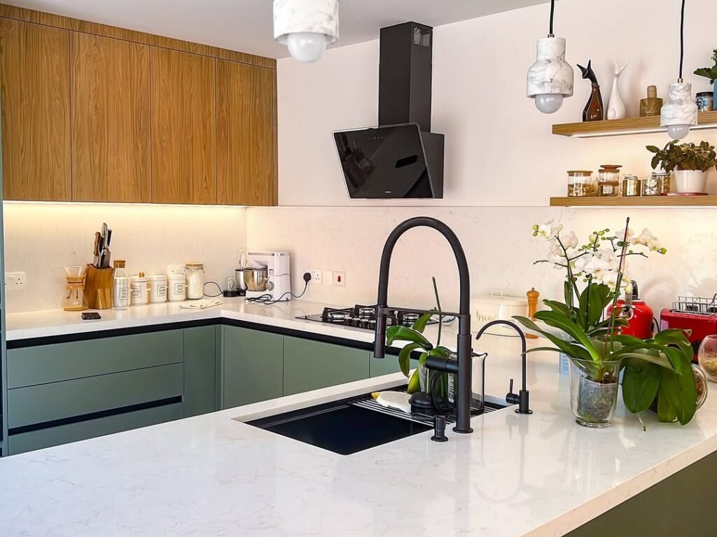 U-Shaped Kitchen Marble Countertops