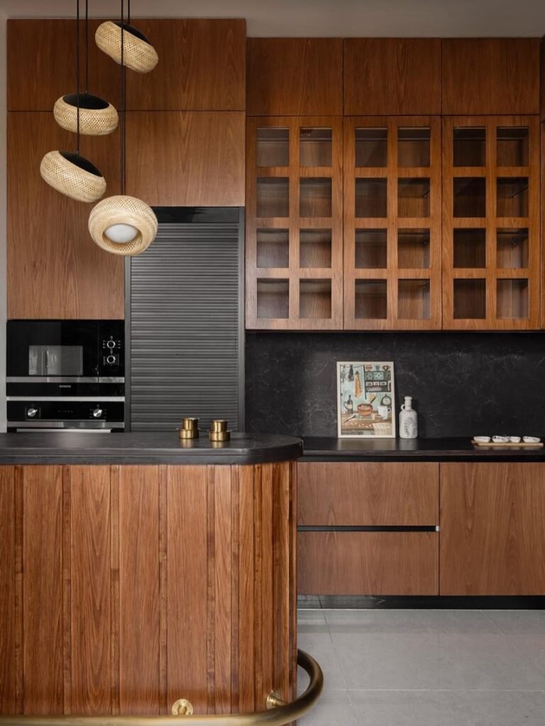 U-Shaped Kitchen Wood Accents