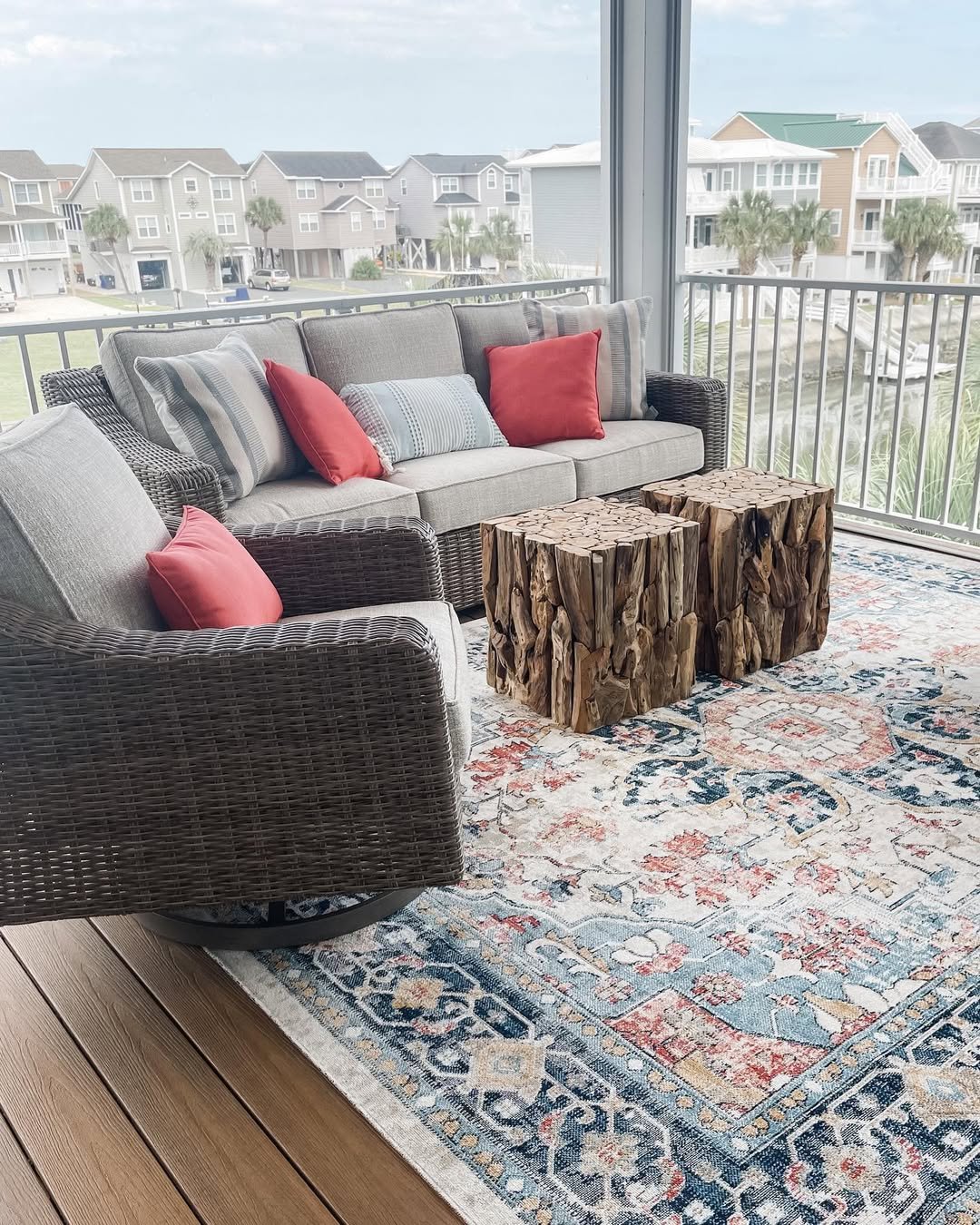 Vintage Furniture in Coastal Balcony Decor