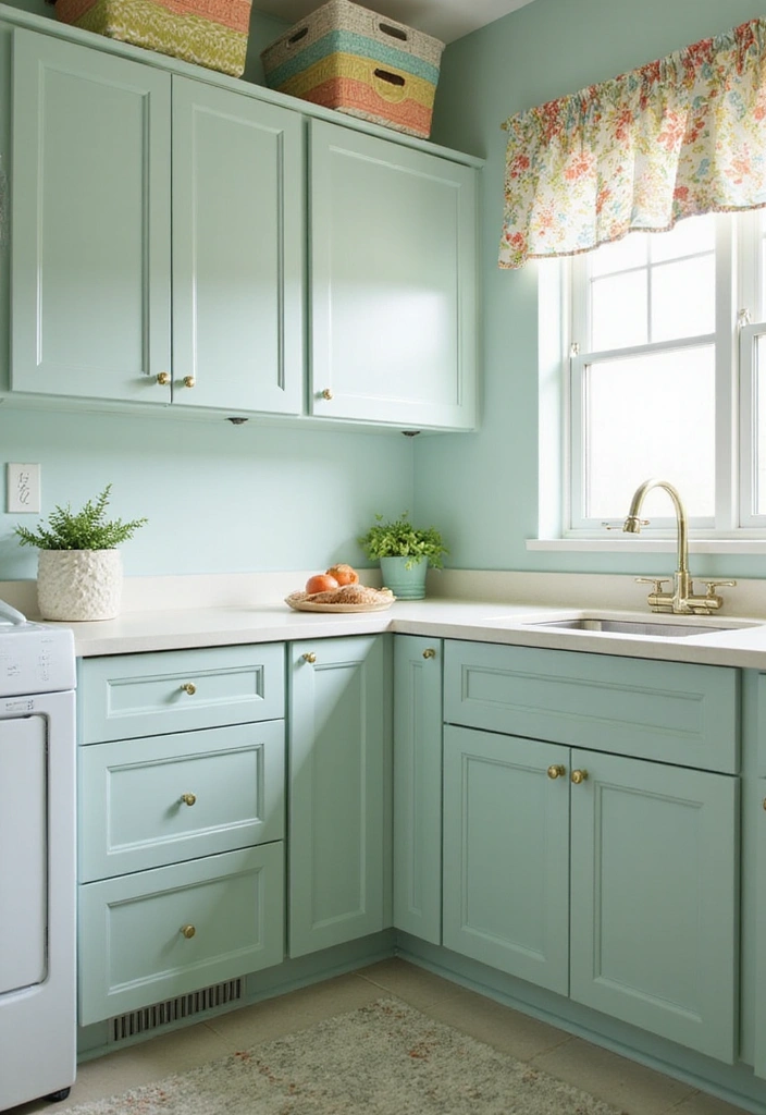 How to Pick the Best Laundry Room Cabinet Colors That Reflect Your Style! - 1. Soft Pastels for a Calm Retreat