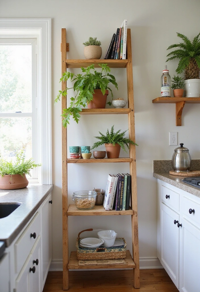 Creative Use of Ladder Shelves