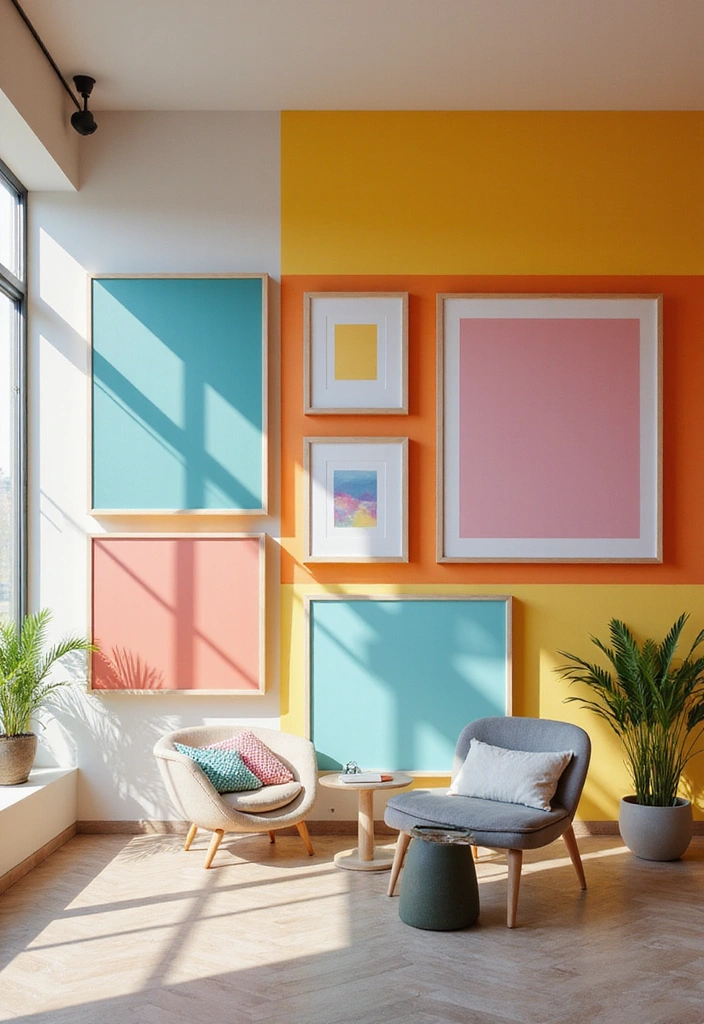 17 Eclectic Gallery Wall Ideas That Show Off Your Unique Personality (Warning: #4 Is Bold!) - 10. Color Block Style